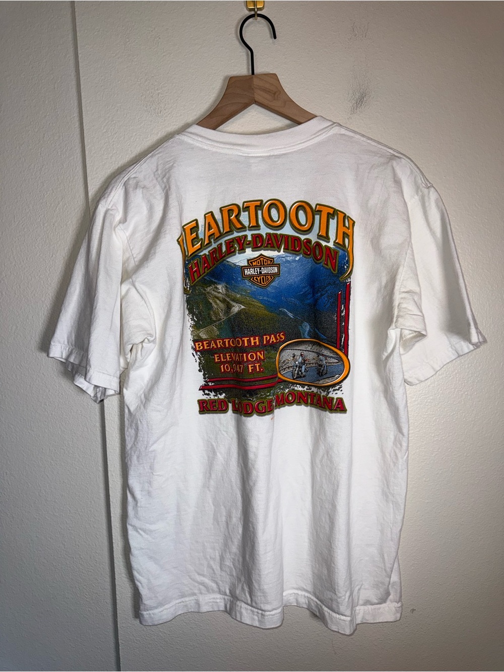 HARLEY DAVIDSON Beartooth Pass Red Lodge MT double side graphic biker tee 2001 L